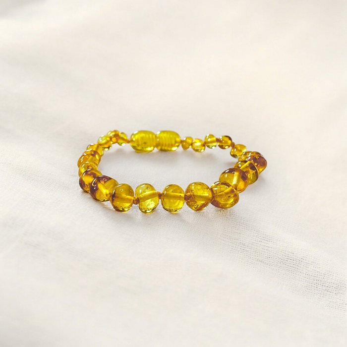 Barnsteen armband - honey - 14 cm
